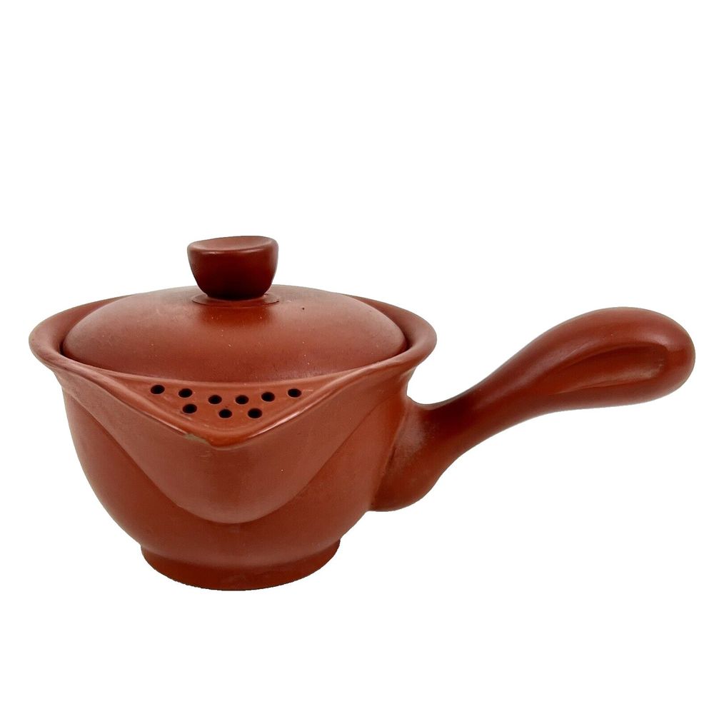 Japanese Tokoname Kyusu Handled Teapot Red Clay (Shuedi) Green Tea 4 oz 118 ml